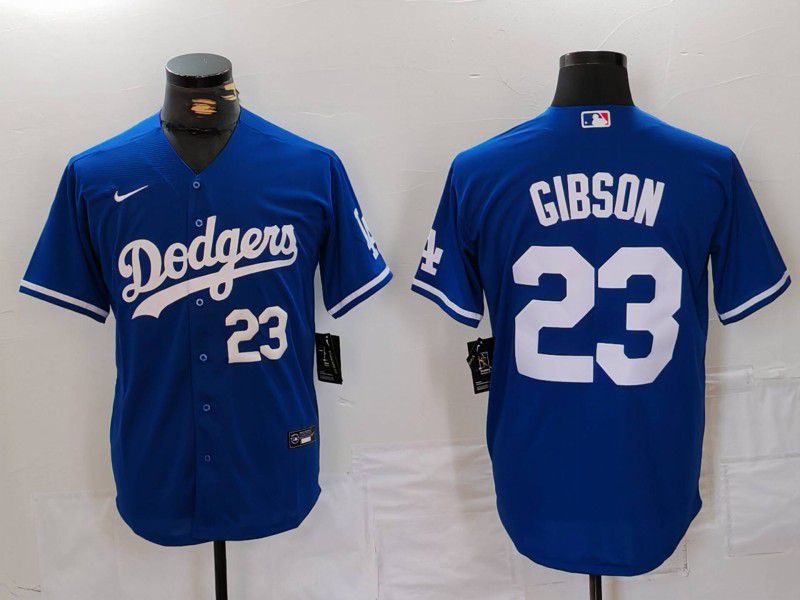 Men Los Angeles Dodgers #23 Gibson Blue Nike Game 2024 MLB Jersey style 4